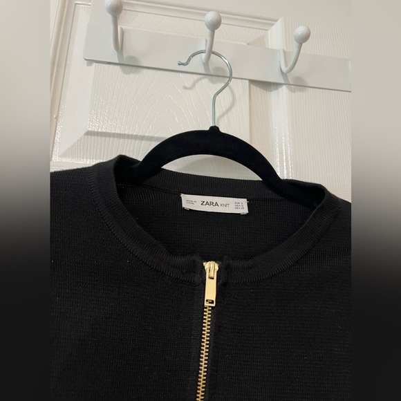 ZARA Knitted Cropped Cardigan - Black - Sz S - Picture 3 of 3
